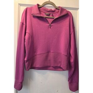 Danskin L/G Women's Purple Solid 1/4 Zip Long Sleeve Pullover Sweatshirt